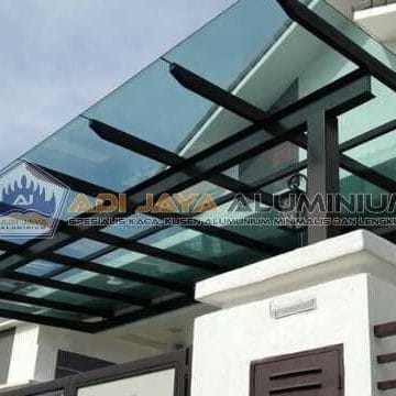 Pasang kanopi kaca custom tempered glass 10mm non frame Jakarta
