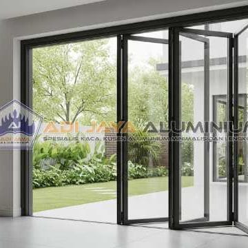 Tukang pasang pintu lipat kaca tempered akses taman rumah Jakarta