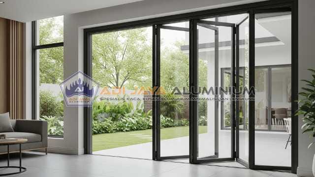 Tukang pasang pintu lipat kaca tempered akses taman rumah Jakarta