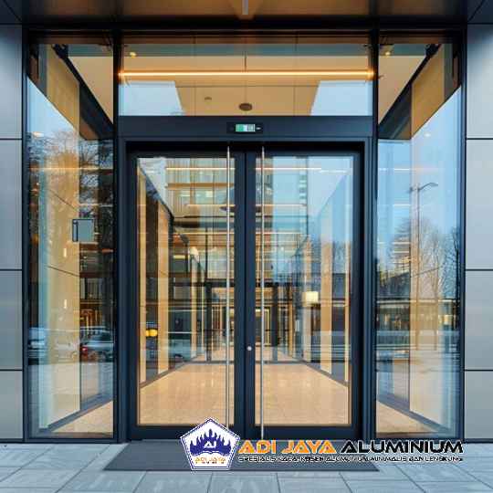 Pusat pembuatan pintu kaca toko aluminium harga pabrik